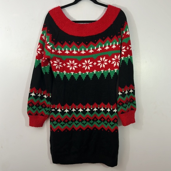 "Oh What Fun" Christmas sweater dress, large, sequins - Picture 3 of 4